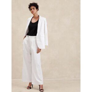 BANANA REPUBLIC Women's Linen-Blend Wide-Leg Pleated Trouser Size 8 Petite White
